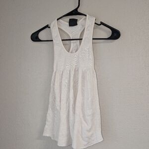 vintage Y2K 2000s Free People Racerback Peplum Tank Top Xs Cream Dainty Coquette